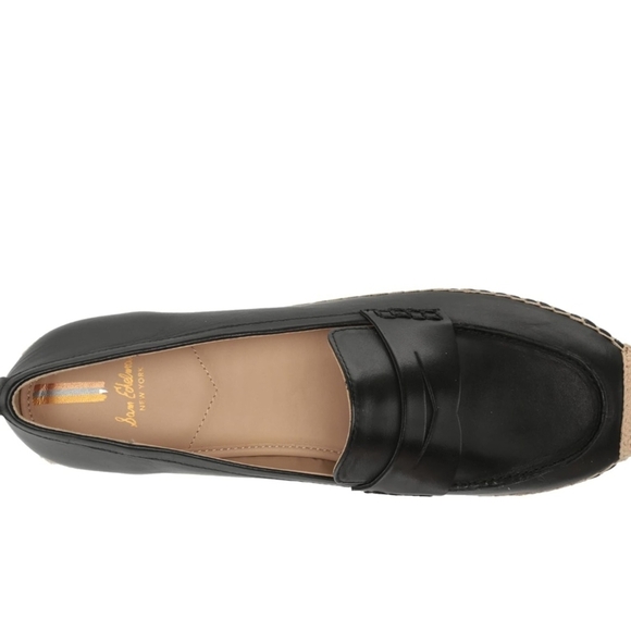 BNWT Sz US 7.5 Sam Edelman Kai Black and Tan Slip-On Leather Loafers Espadrille - Picture 7 of 13